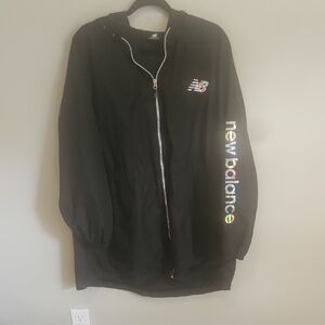 New Balance Black Hooded Zip Jacket with Holographic Logo